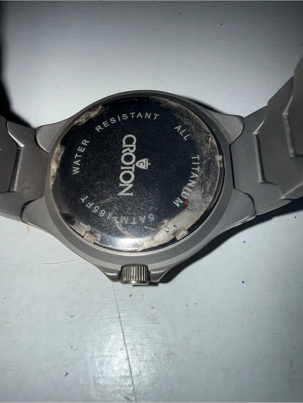 Croton Men's Silver Gray Metal Watch with Black Carbon-Style Dial